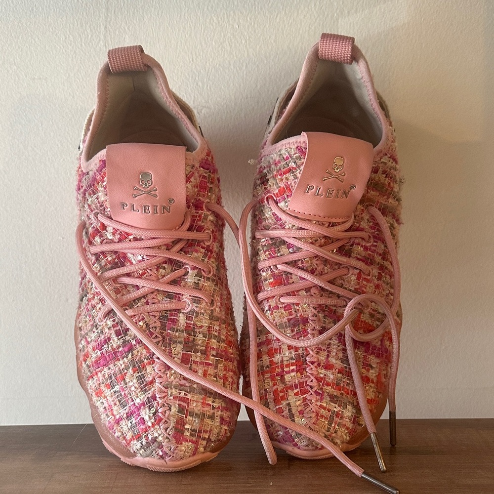 Philipp Plein Pink Tweed Women's Sneakers